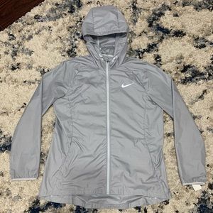 Women’s Large Nike Full Zip Lightweight Hooded Windbreaker Jacket Grey